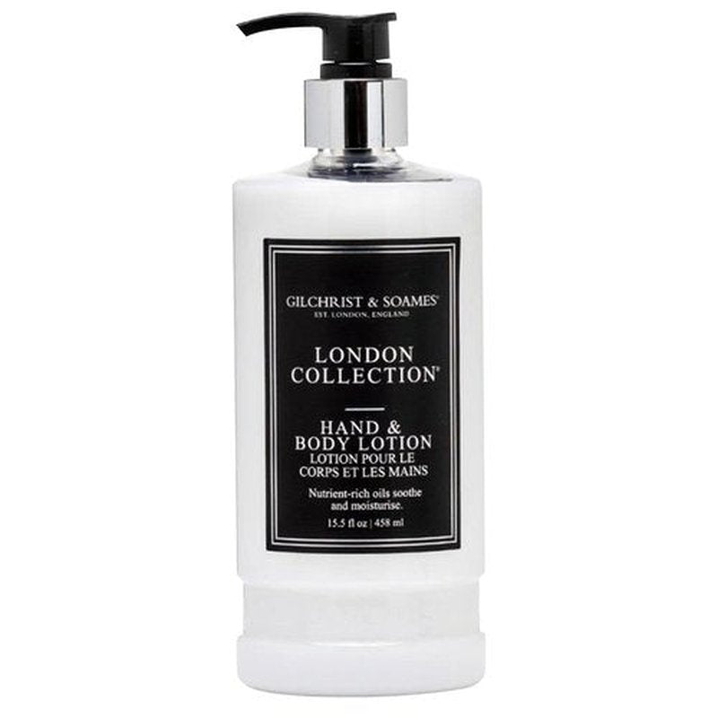 Gilchrist & Soames London Hand & Body Lotion – Natural Moisturizer with Red Tea, Soy, Grape Seed Oil, & Ginkgo – Paraben & Sulfate Free Cream with Crisp, Clean Scent, 15.5 oz Pump
