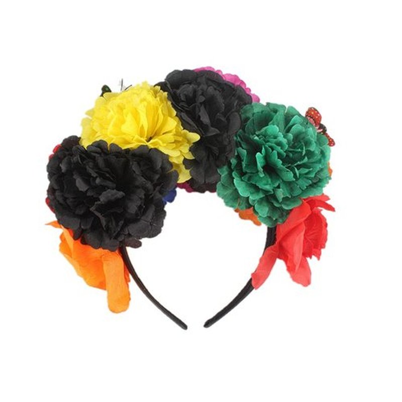 aoozleny Mexican Flower Crowns Headband, Headpiece for Halloween Festival Party (colorful)
