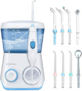 TUREWELL Water Flosser - 600ML Electric Oral Irrigator with 10 Adjustable Pressure Settings | 8 Jet Tips for Family Use (White)
