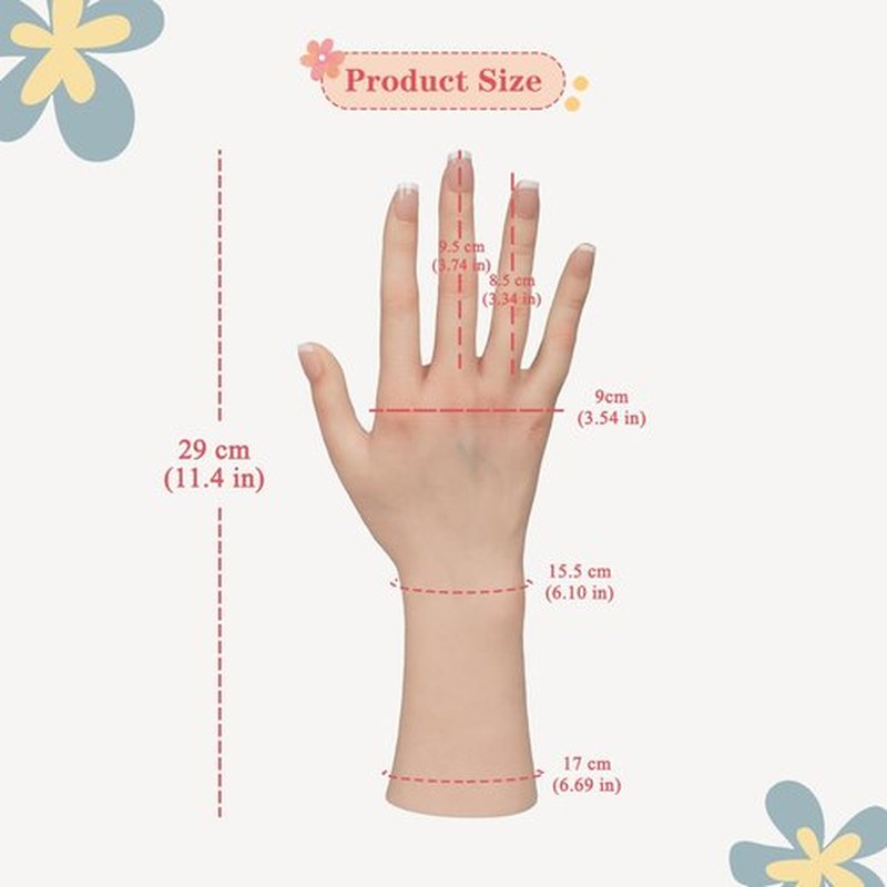 CUAIBB Realistic Female Silicone Hand Mannequin Hand Model Fake Hand with Skeleton for Manicurist Reusable Acrylic Nails Art Practice Jewelry Display - White Left Hand