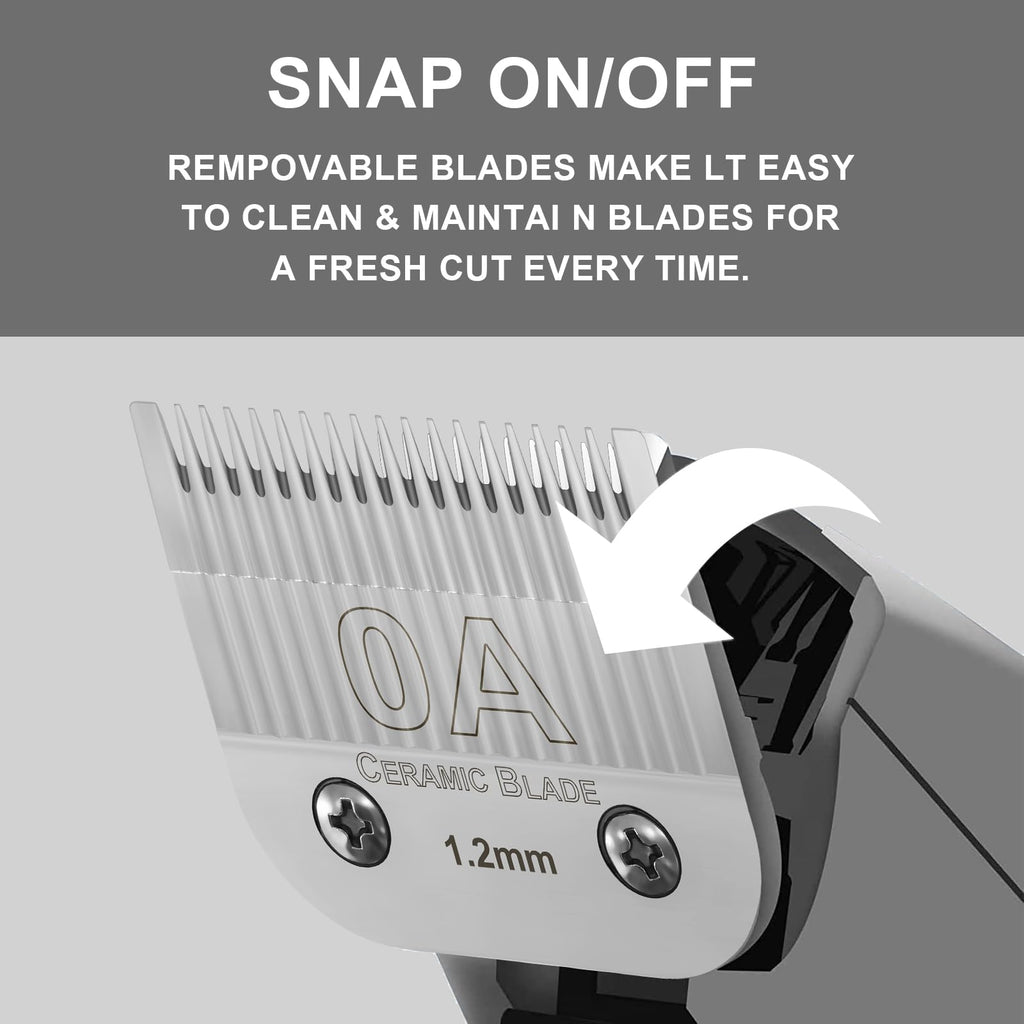 HONGNAL 0A Ceramic Carbon Injection Detachable 1.2mm Scissors Blade Compatible with Ainds, Oster A5, Wahl KM-10 and Other Series Clippers,Size 0A, 3/64 -Inchcut Length Chrome Plated（1.2mm）
