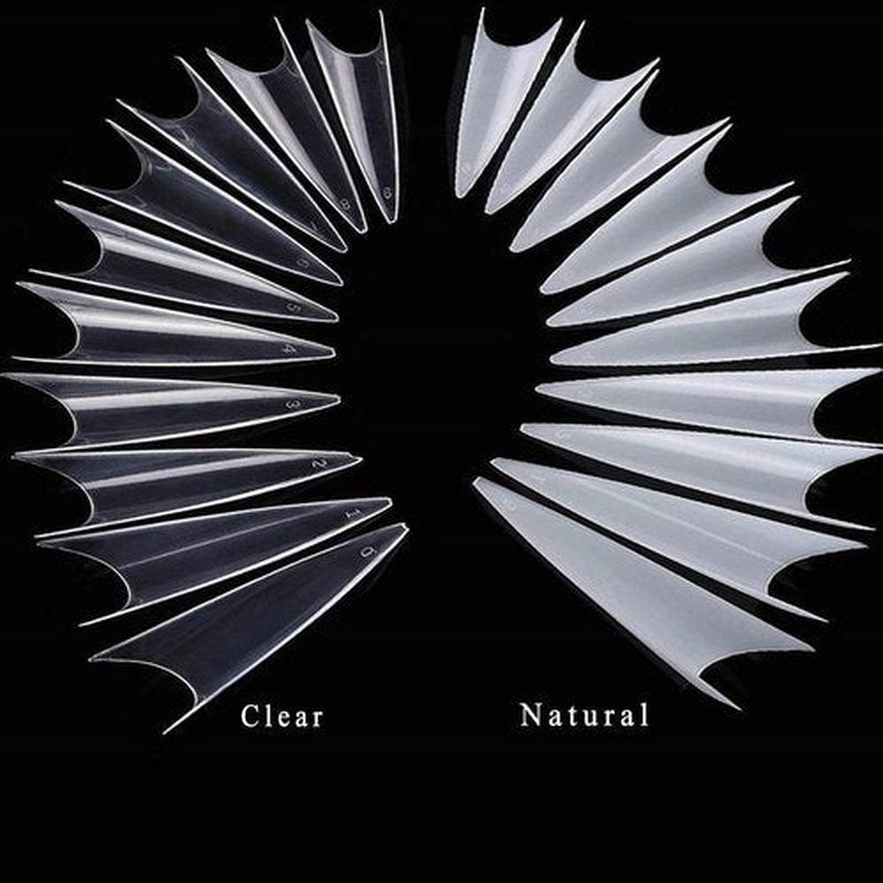Long Stiletto Natural Nail Tips - Acrylic Half Cover Pointed Fake Nails, Long Claw False Artificial Tips 600pcs 10 Sizes With Box