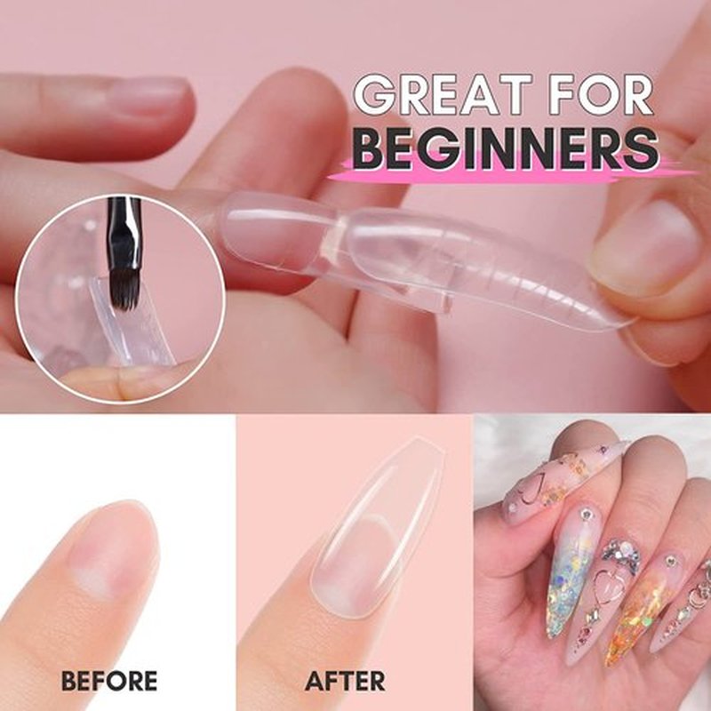 Makartt Poly Nail Gel Kit with UV LED Lamp: Clear Pink Neutral Colors, Multifunctional Builder for Extension strengthener, with Slip Solution, Dual Forms, Base Top Coat, Brush All in One Starter Set