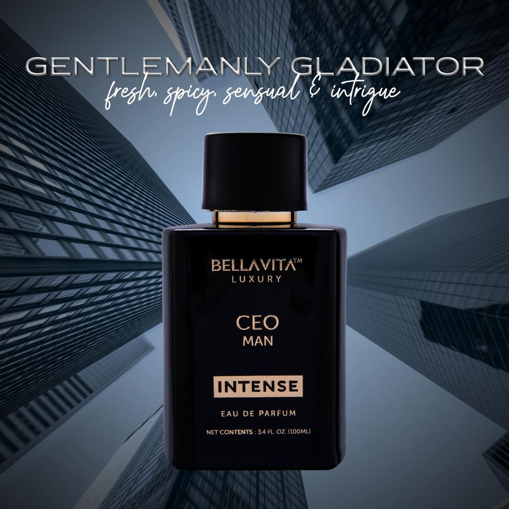 Bellavita Luxury CEO MAN INTENSE Eau de Parfum | 100 ml (3.4 fl.oz.) | Perfume for Men | Aromatic, Lavender, Carnation, and Musk Notes | Long Lasting Men's Fragrance | Gift for Father's Day
