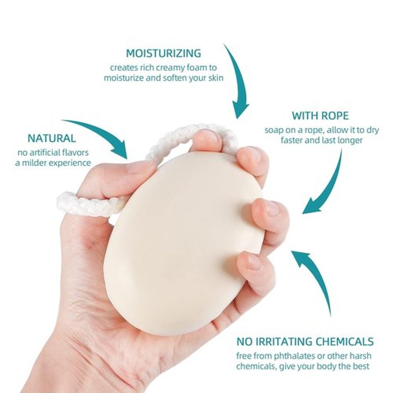 Natural Men Bar Soap, 4pcs Soap On a Rope Set for Face Body Hair Bath Soap about 7 Ounce each.foreverLily