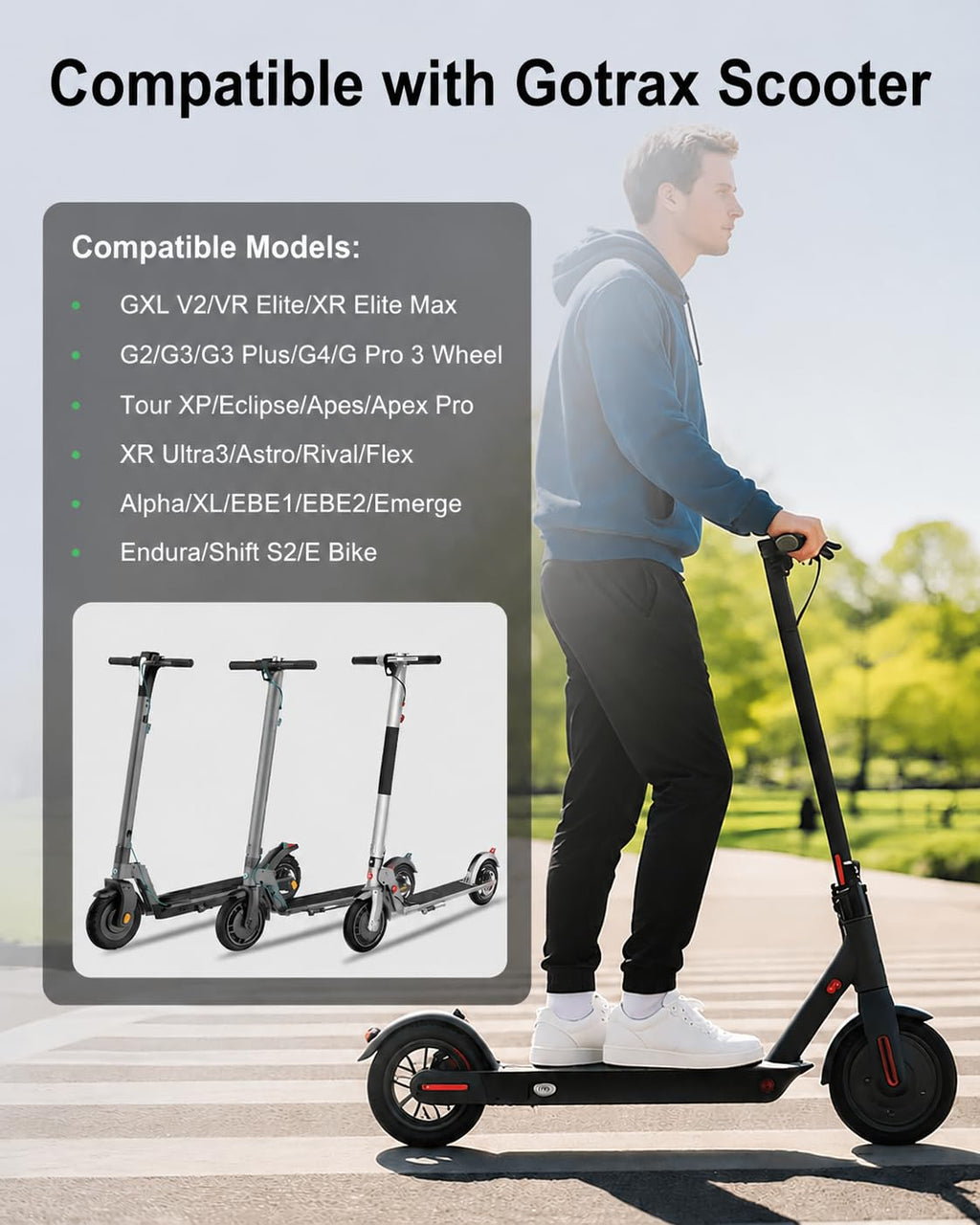 WUKUR 42V 2A Charger for Gotrax Electric Scooters Compatible with GoTrax GXL V2, G2, G3, G4, Apex, Glider, XR Elite, XR Ultra, Power Supply Adapter for 36V Lithium-ion Battery, 8.8Ft