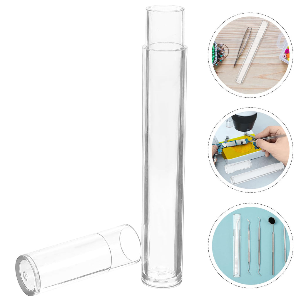 FRCOLOR Storage Case for Tweezers Cylinder Tweezer Case with Lid Plastic Eyelash Tweezer Holder for Lash Extensions Manicure Tweezers Craft Tools 5.90 X 0.62 X 0.62 in