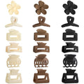 Drnytunk 18Pcs Medium Hair Clips for Women Girls - Matte Love, Triangle, Ribbon and Semicircle Styles for Thin/Thick Hair, Cute Nonslip Accessories (White, Brown, Black)