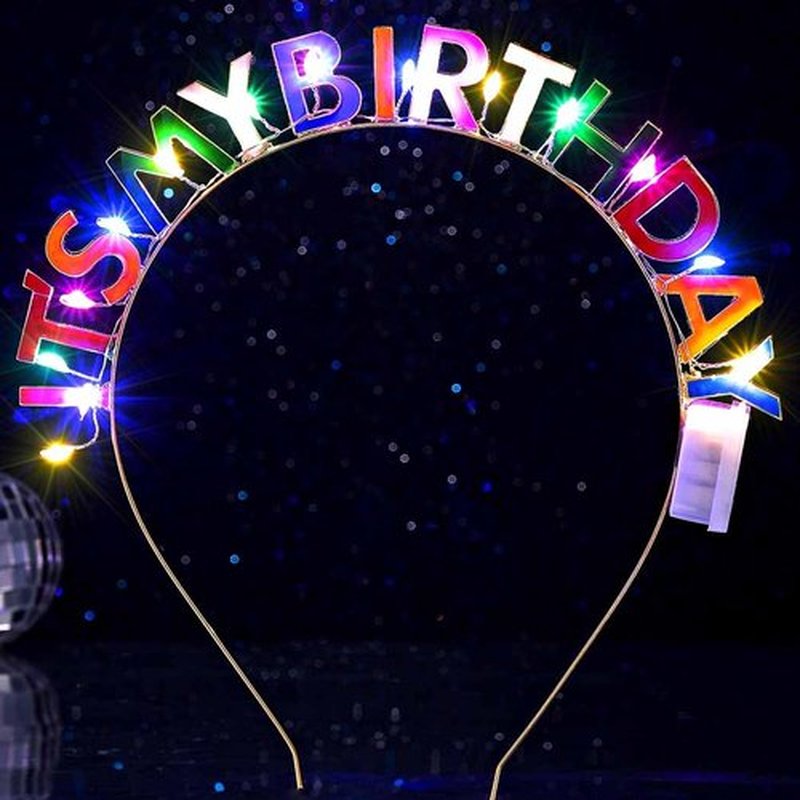 DRESBE Light Up Birthday Headband LED Its My Birthday Headbands Glow Party Hair Accessories for Women (Colorful)