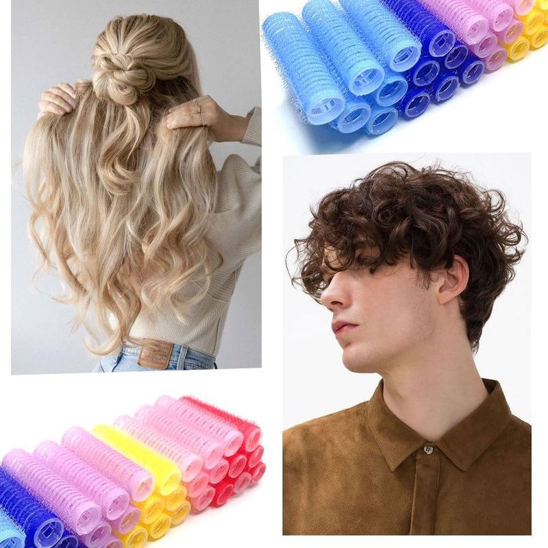 ZMD 18Pcs Self Grip Small Hair Rollers Curlers, Plastic Rollers Heatless Curlers Salon Dressing Curler DIY Curly Hair Hairstyle Roller for Women Girls Short Medium Hair (0.8 x 2.4 Inch)
