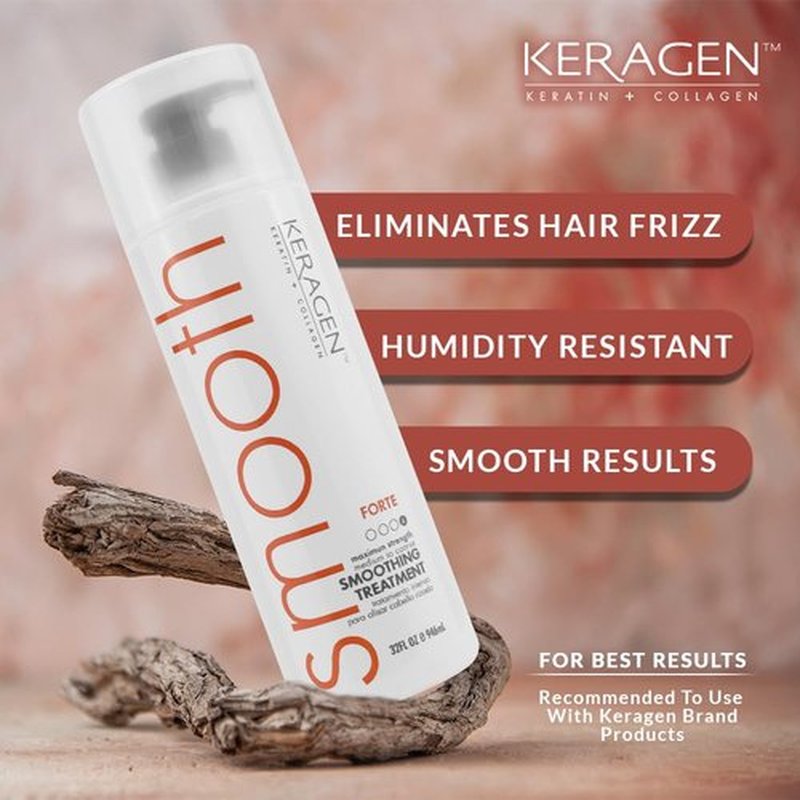 KERAGEN FORTE Professional Smoothing Treatment - Salon-Grade Frizz Elimination | 32 Oz