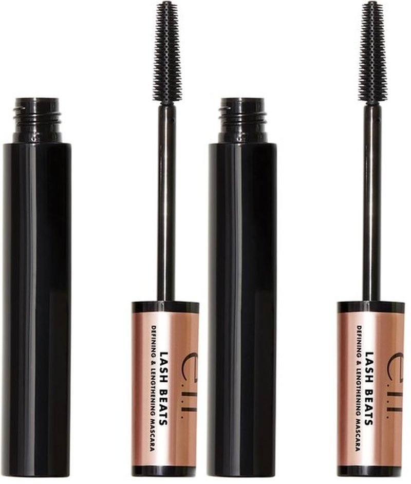e.l.f. Lash Beats Mascara, Defining & Lengthening Formula for Mega Long Lashes, Creates Natural-Looking Long & Defined Lashes, Pitch Black (Pack of 2)