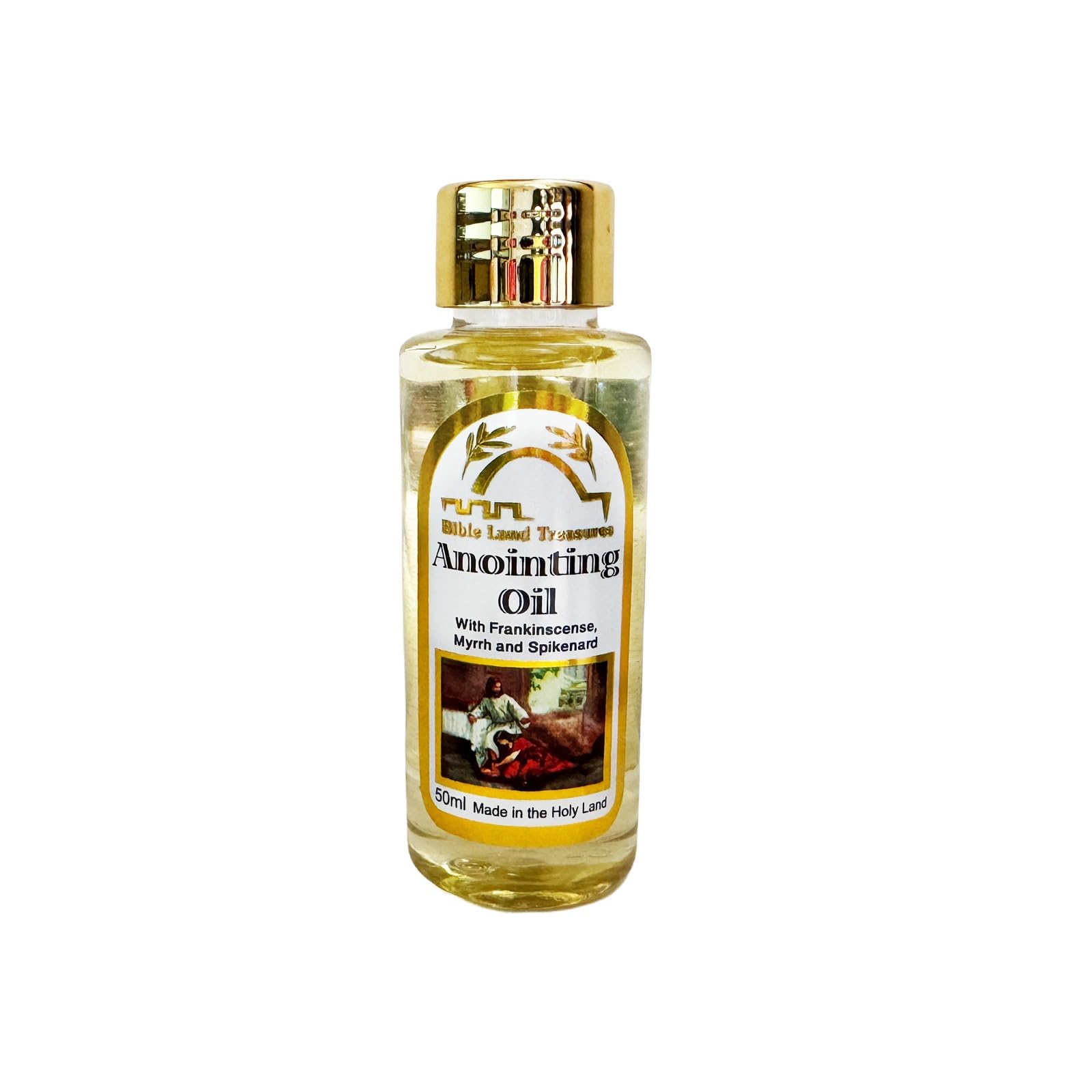 Bible Lands Treasure Anointing Oil 50ml/1.7fl.oz – Scented with Myrrh, Frankincense & Spikenard – Blessed Holy Oil from Jerusalem – Holy Land Spiritual Gift for Prayer & Anointing