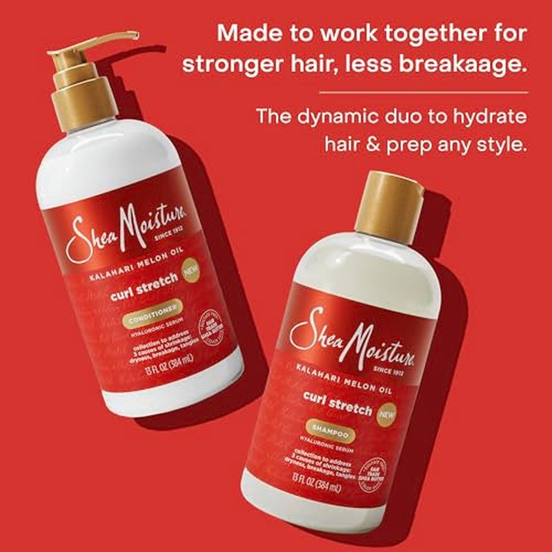 SheaMoisture Curl Stretch Conditioner Kalahari Melon Oil Infused with Hyaluronic Serum, Hydration Hero Deeply Moisturizes and Repairs Damage, for Easy Detangling and Styling 13 Fl Oz