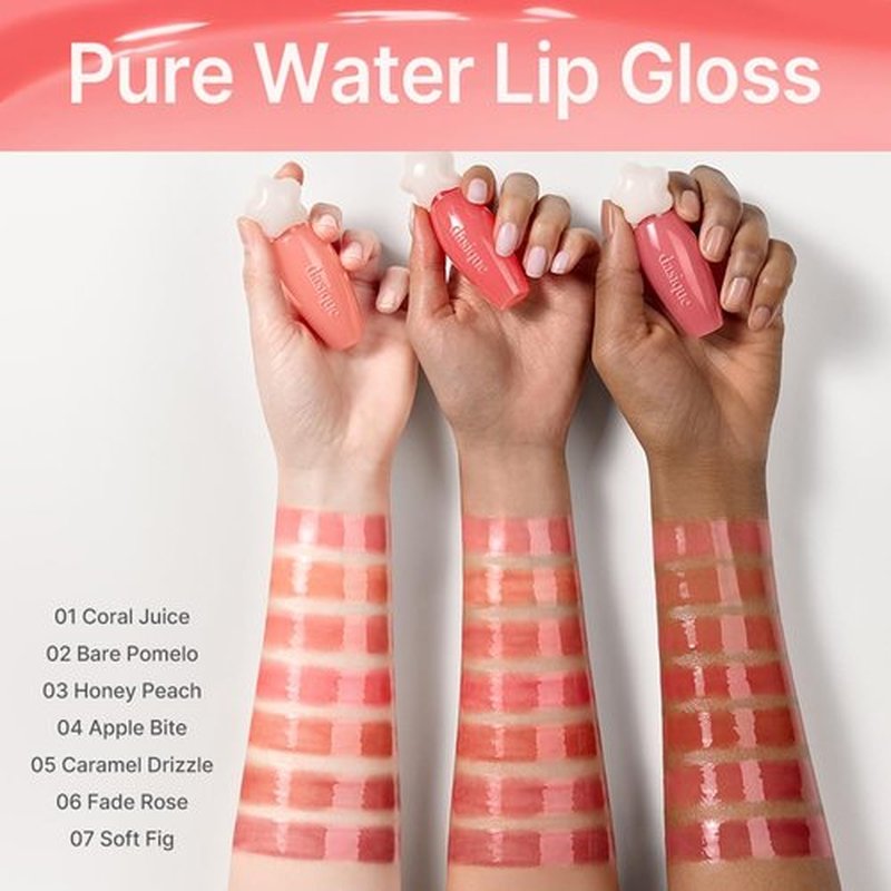 dasique Pure Water Lip Gloss #07 Soft Fig 0.09 oz | Variety of Colors | Dewy Gloss | Buildable Gloss Tesxture | Non-Sticky | K-beauty