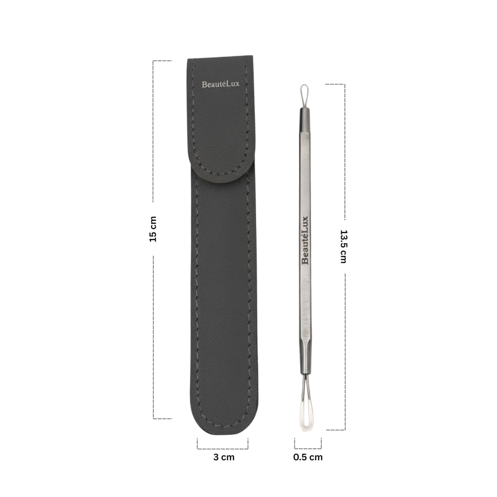 BeautéLux 2-in-1 Blackhead Removal Tool, Stainless Steel Acne Extractor, Blackhead & Whitehead Remover for Face/Nose, Dual-Loop Pimple Extractor, Skin Blemish Tool