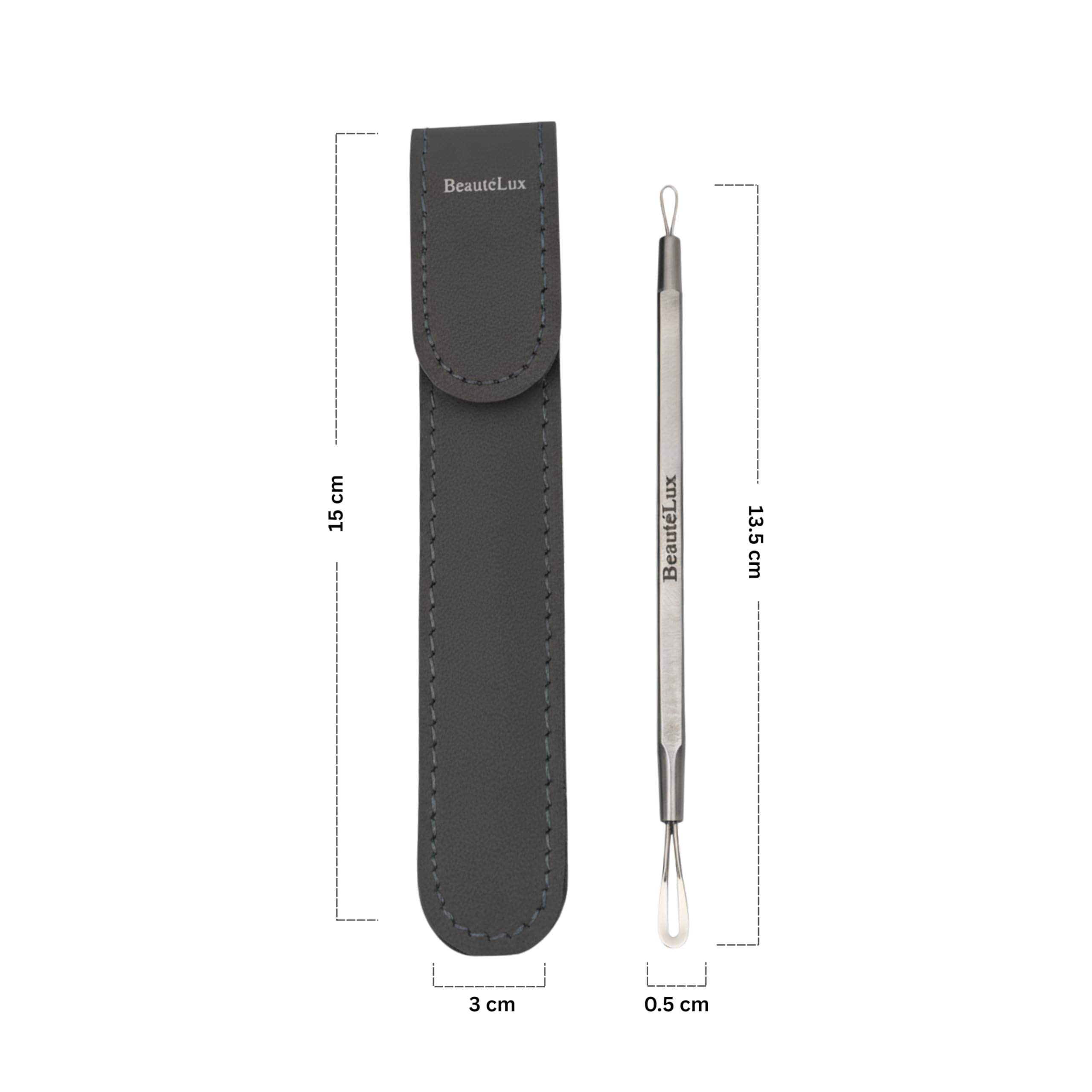 BeautéLux 2-in-1 Blackhead Removal Tool, Stainless Steel Acne Extractor, Blackhead & Whitehead Remover for Face/Nose, Dual-Loop Pimple Extractor, Skin Blemish Tool