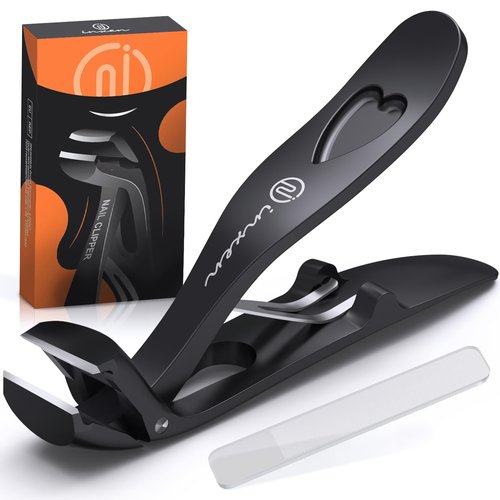 Toenail Clippers for Thick Nails - Angled Head, Wide Jaw, INXEN Ergonomic Long Handle Toe Nail Clippers for Seniors, Nail Cutter for Men & Women, Premium Steel with Nail Catcher