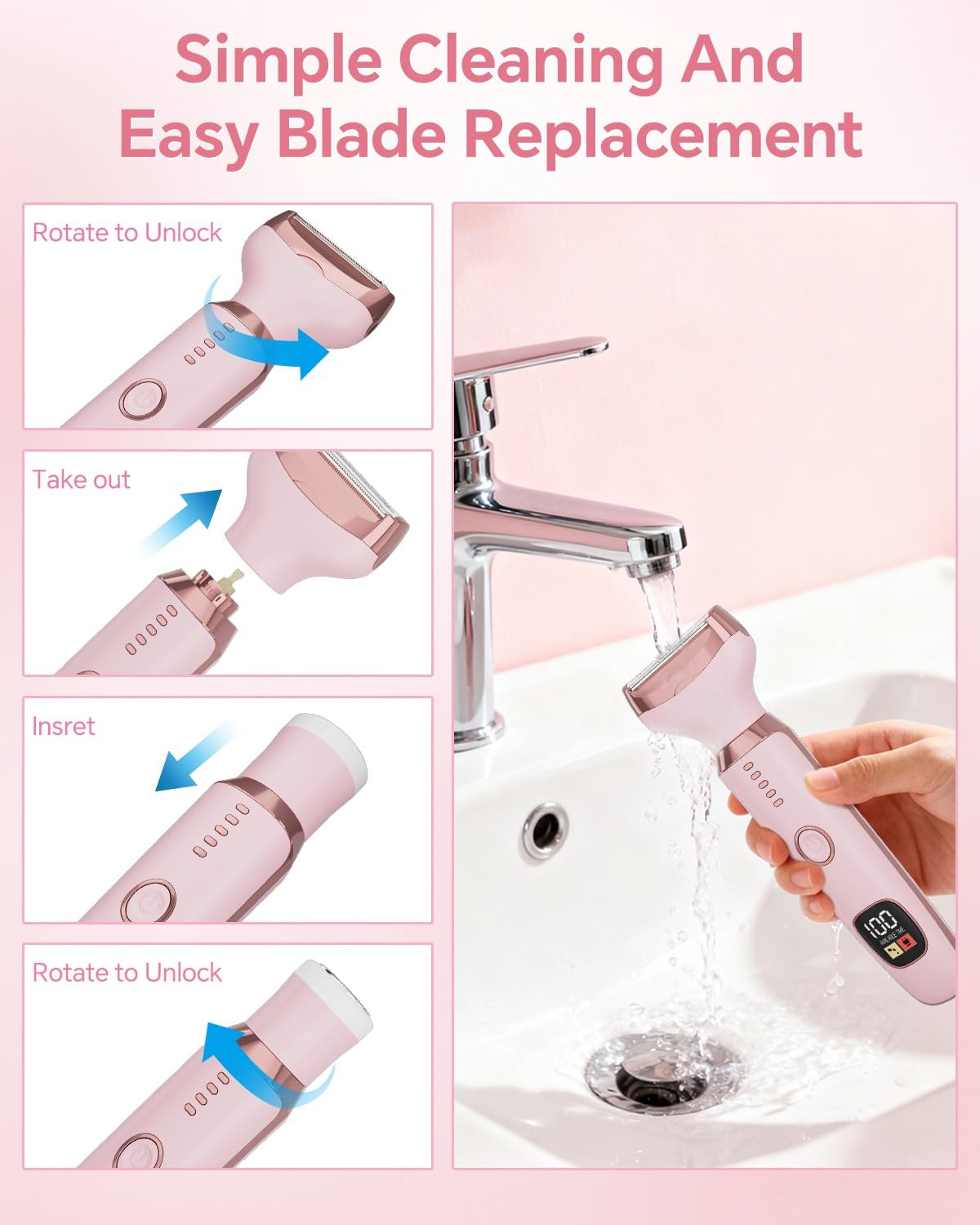 SilkGlow 4-in-1 Electric Razors for Women Men, Bikini Trimmer & Body Shaver