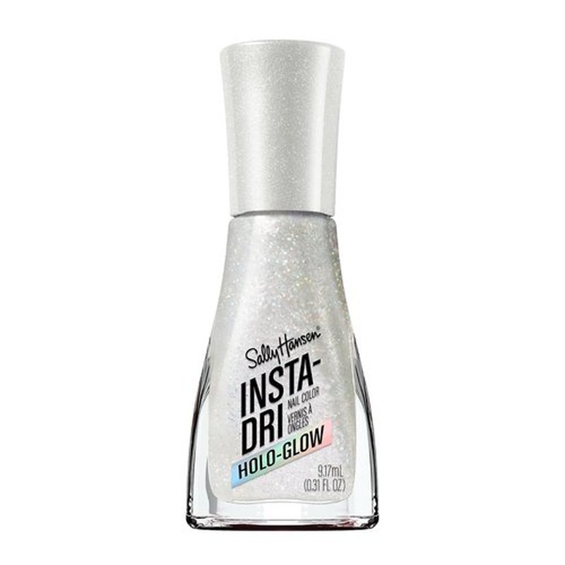 Sally Hansen Insta-Dri Holo-Glow Nail Polish - Quick Dry, Streak-Free Shine | Holographic Light Grey | 101 Shine Bright