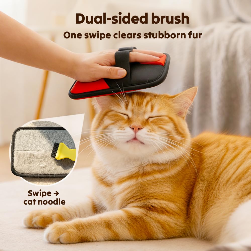 Pet Hair Removal Glove, 2026 Upgraded Electrostatic Pet Hair Remover Glove with Brush, Pet Hair Remover Pocket Storage for Pet Hair Remover Tool on Carpet, Clothing, Couch, Car Seat (Yellow, 1Pcs)