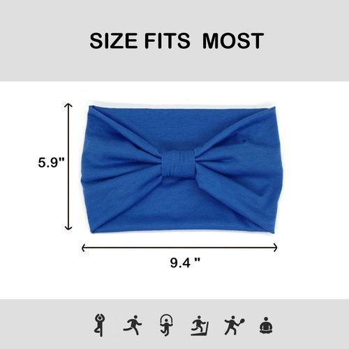 IVARYSS Wide Headbands for Women, Solid Knotted Head Wraps Turbans, Large African Style Head Bands Hair Accessories, 6 Pack