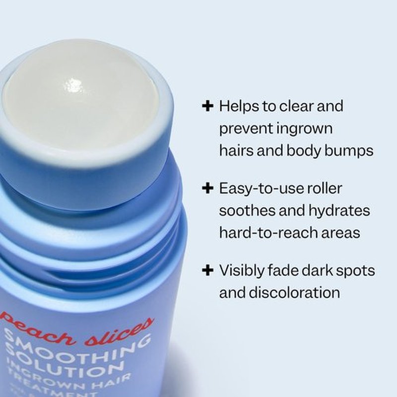 Peach Slices Ingrown Hair Treatment - Smoothing Solution with 360 Roller (1.69 oz) | Vegan & Cruelty-Free