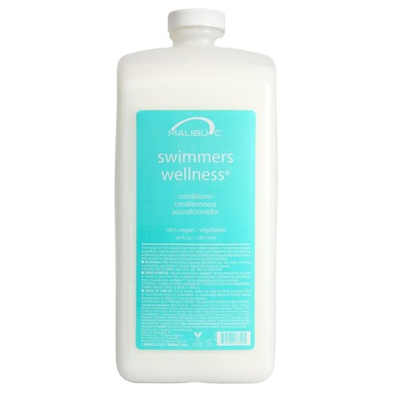 Malibu C Swimmers Wellness Hair Conditioner for Women, Men & Kids - Moisturizing Swim Conditioner to Restore Shine Affected by Pool Chlorine & Ocean Salt Water - Protein Rich Hair Care (64oz)