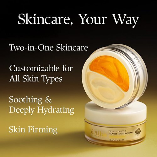 d'alba Piedmont White Truffle Double Serum & Cream - Vegan 2-in-1 Face Moisturizer for Firming & Tightening (2.46 oz)