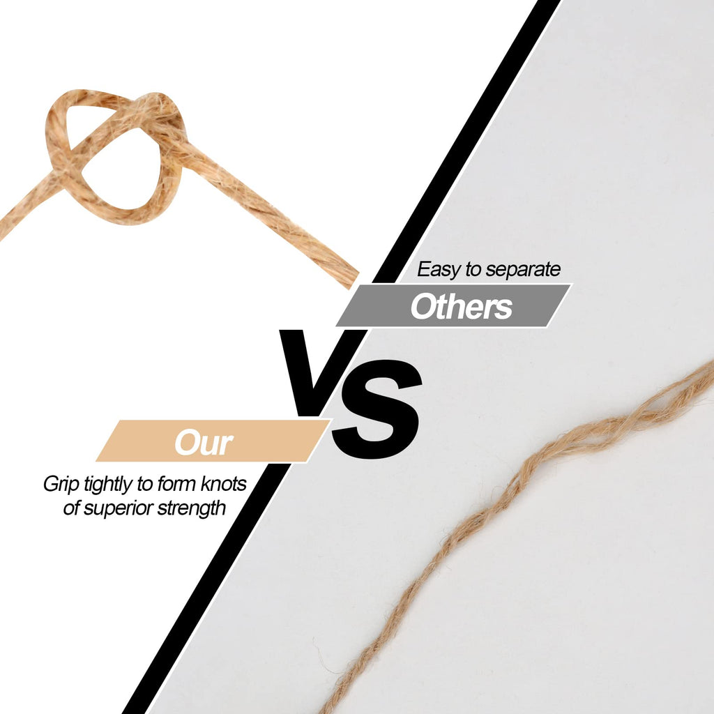 984 FT Natural Jute Twine, 3ply Thin Ribbon Hemp Twine for Gardening, Plant, Gift Wrapping, Art, Wedding Decoration, Packing, Bulk (3 Roll)
