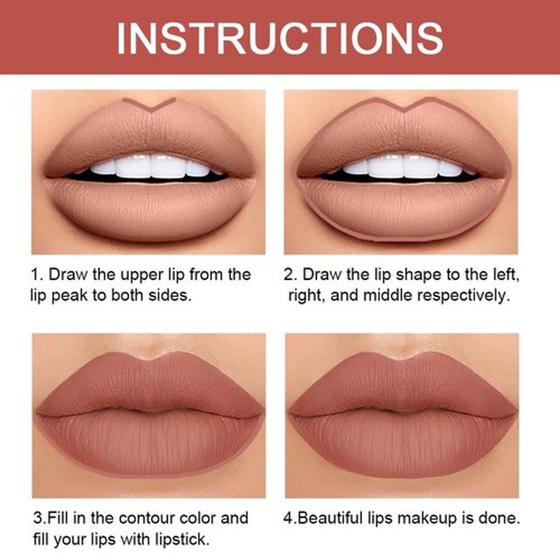 Kaely 2-in-1 Nude Brown Lip Liner & Lipstick Set - Long-Lasting Matte Finish | Waterproof 24-Hour Wear