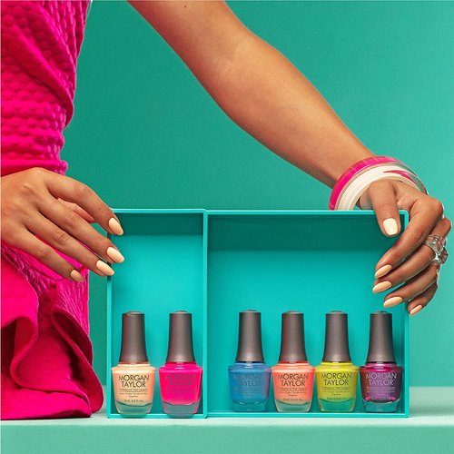 Morgan Taylor Nail Lacquer Feel The Vibes Collection (All Day, All Night) Metallic Purple Professional, Vibrant, Chip-Resistant, Fast-Drying, Long-Lasting, High-Shine, 0.5 ounce