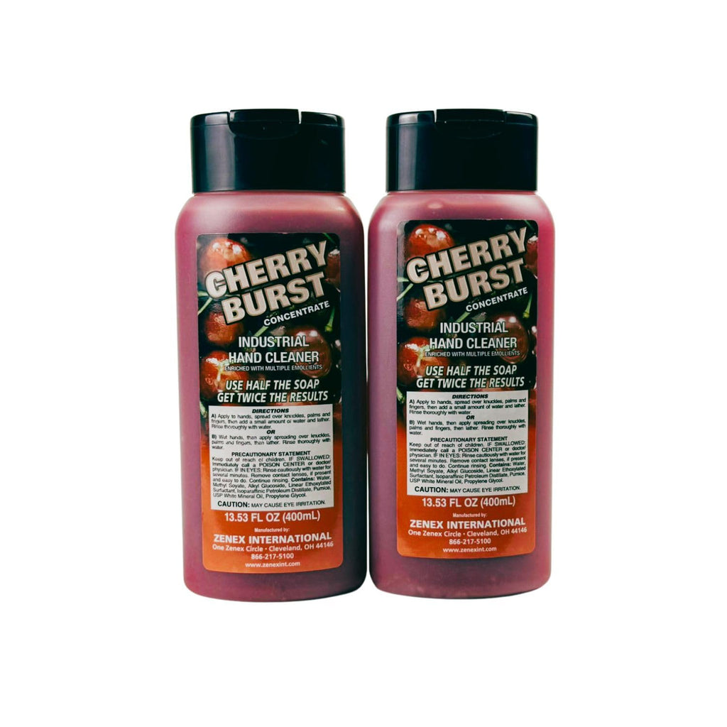 Zenex Cherry Burst Hand Soap with Pumice & Skin Conditioners - Professional-Grade Hand Cleaner | Cherry Scent | Removes Stubborn Grease, Grime, Oil, Paint, & More | Moisturizes Skin | 400 ml (2-Pack)