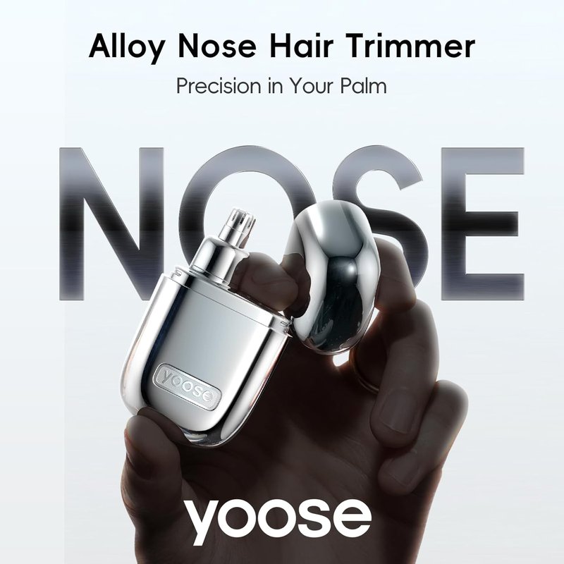 Yoose Nose Hair Trimmer - Rechargeable & Waterproof | Painless, Portable Design for Men & Women, Silver