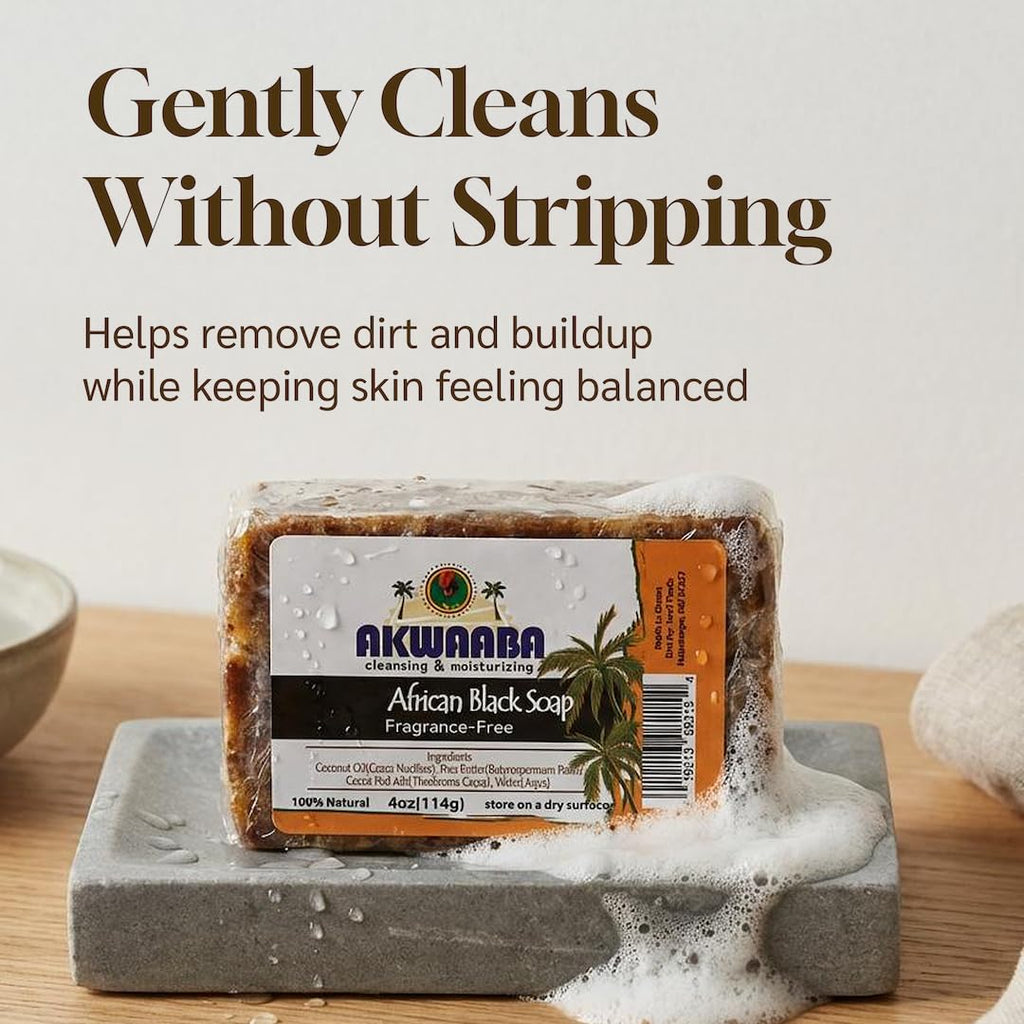 AKWAABA African Black Soap | Honey | Bar Soap | 4 oz | For Face & Body