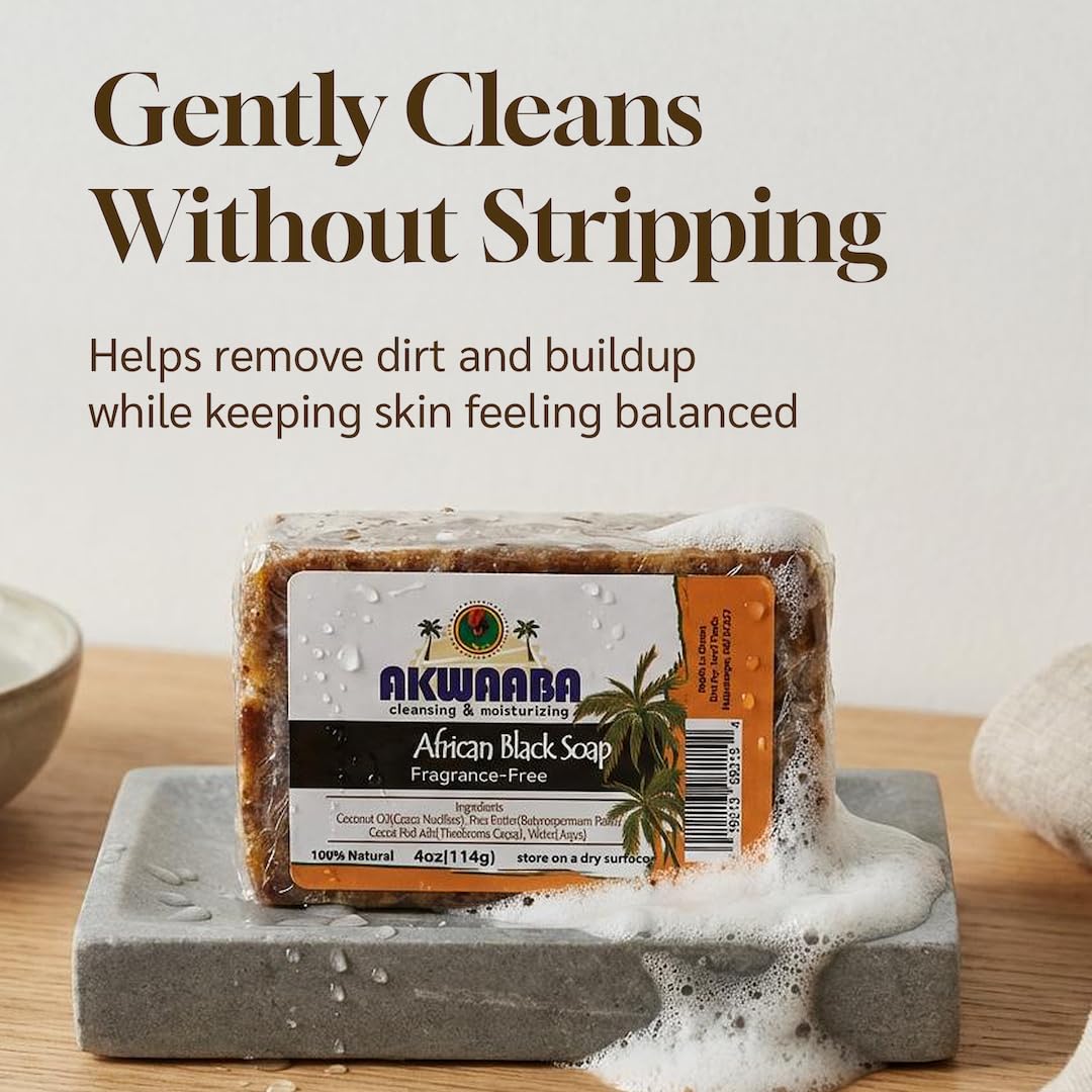 AKWAABA African Black Soap | Honey | Bar Soap | 4 oz | For Face & Body