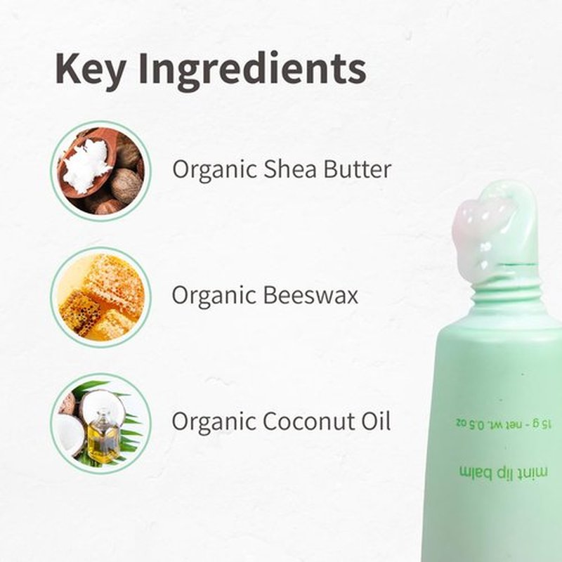 Mint Lip Balm - Refreshing & Hydrating | Organic Beeswax, Coconut Oil & Peppermint Oil | Paraben-Free Moisturizer for Dry Lips