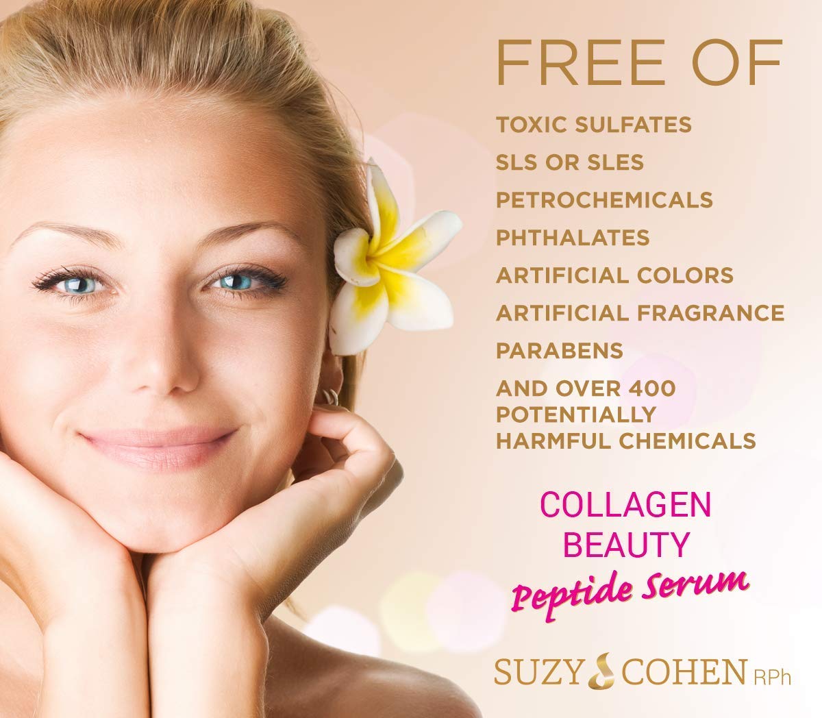 Suzy Cohen, Collagen Beauty Peptide Serum, Collagen Boosting, Instant Plumping Skin Elasticity, Firmness 30 ml