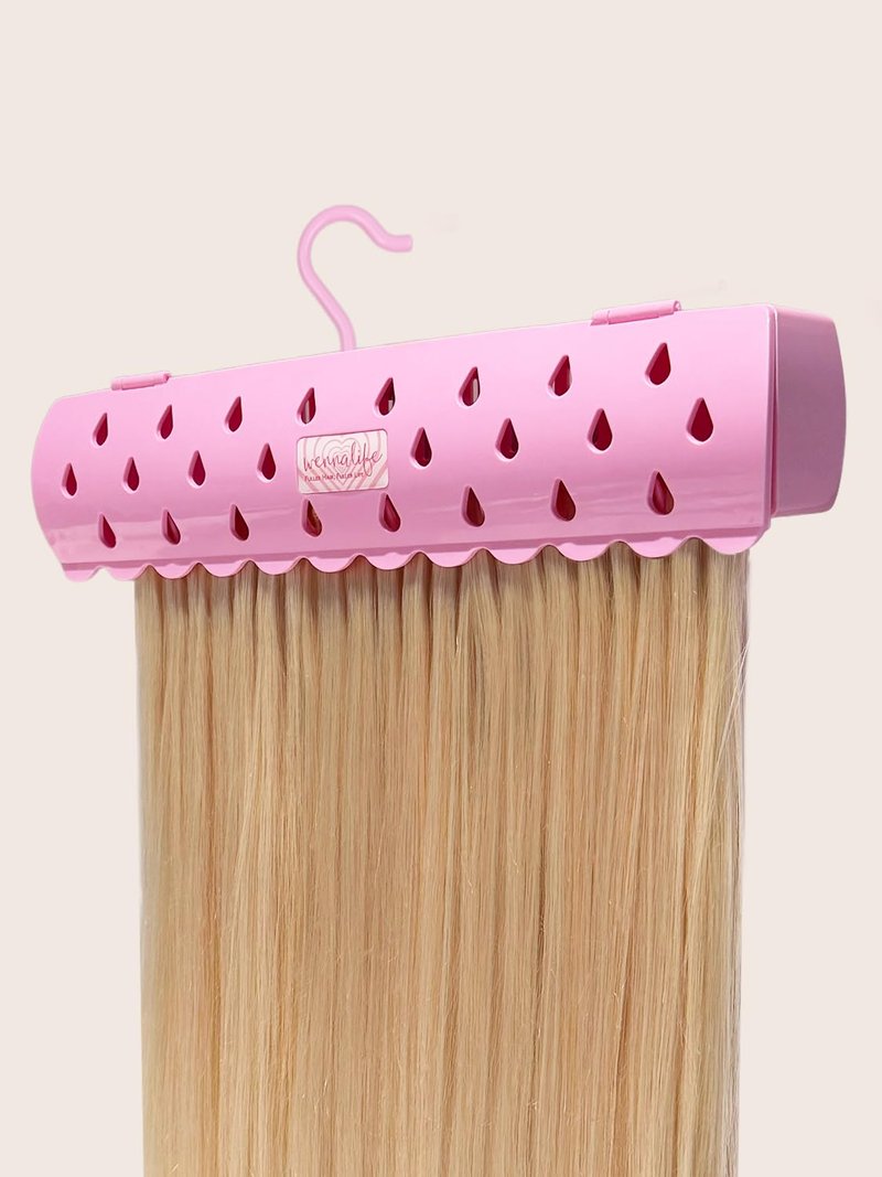 WENNALIFE Hair Extension Holder, Hair Extension Storage for Clip in Hair Extensions Tape ins Tips Braiding Hair Rack for Styling, Washing, Traveling, Storing Hair #Pink ABS Material Sturdy Organizer
