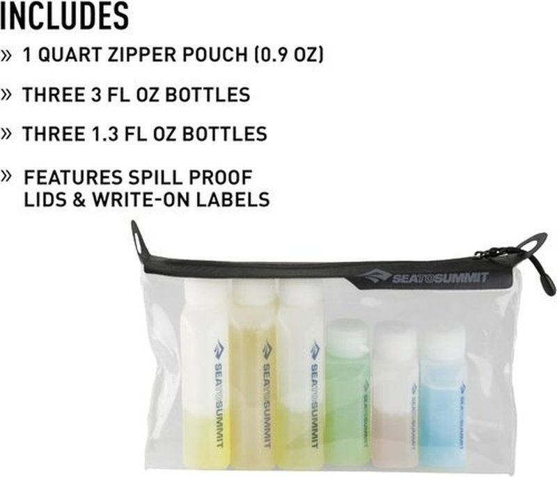 Sea to Summit Travel System - Clear Zip Pouch with TSA-Approved Bottles & Garment Mesh Bag