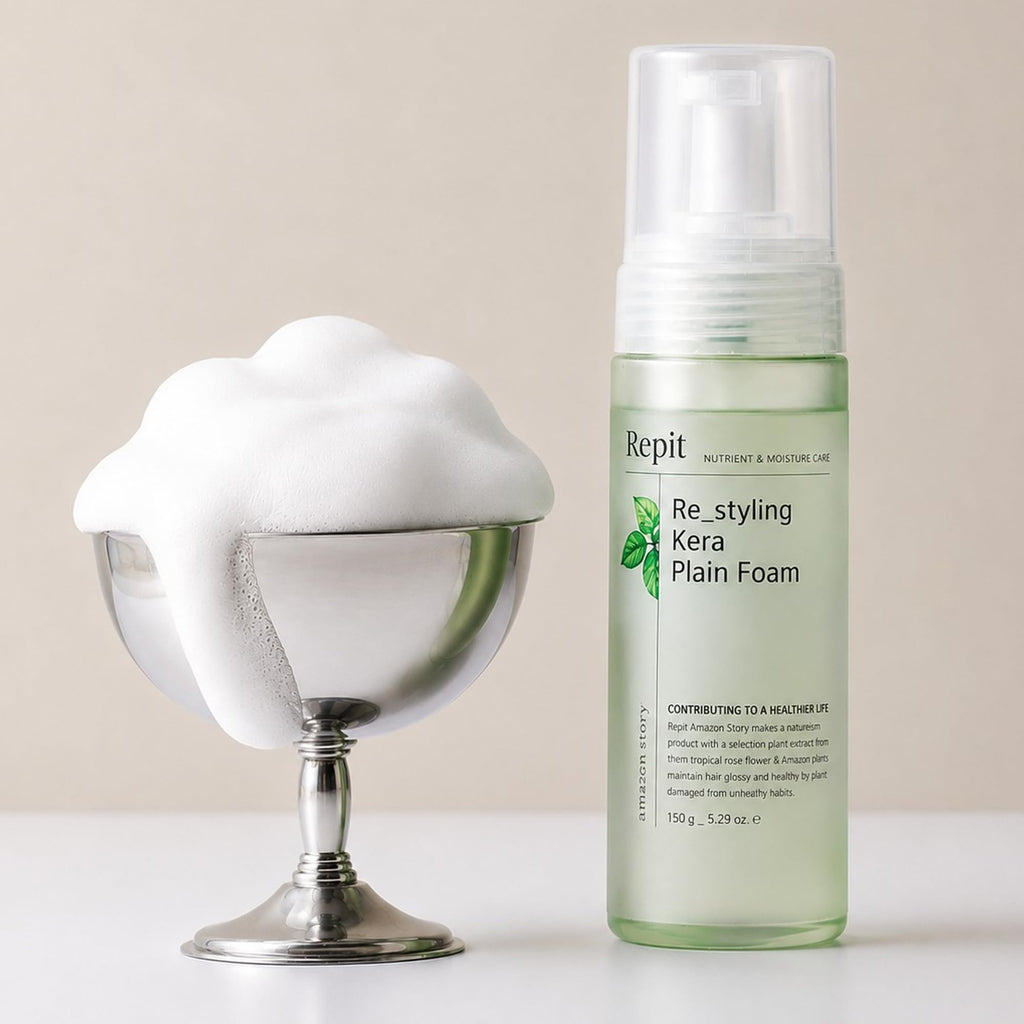 Repit Kera Plain Foam, Keratin Defining Mousse – Lightweight Volume & Flexible Hold with Keratin, 150g | RepitUSA