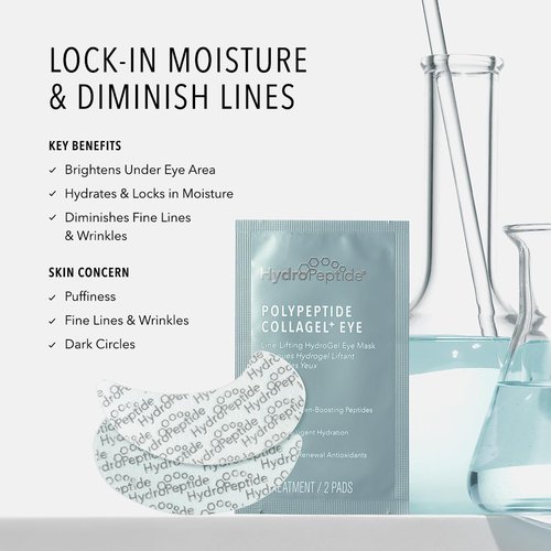 HydroPeptide Eye Masks - Line-Lifting Hydrogel Under Eye Patches for Firmer Skin & Dark Circles | 8 Treatments