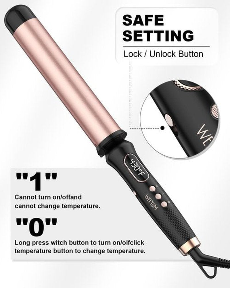 Curling Wand 1 1/2 Inch,Curling Iron 1.5 inch Professional for Beach Wave,Clamp Free Curling Wand for Quick Styling.