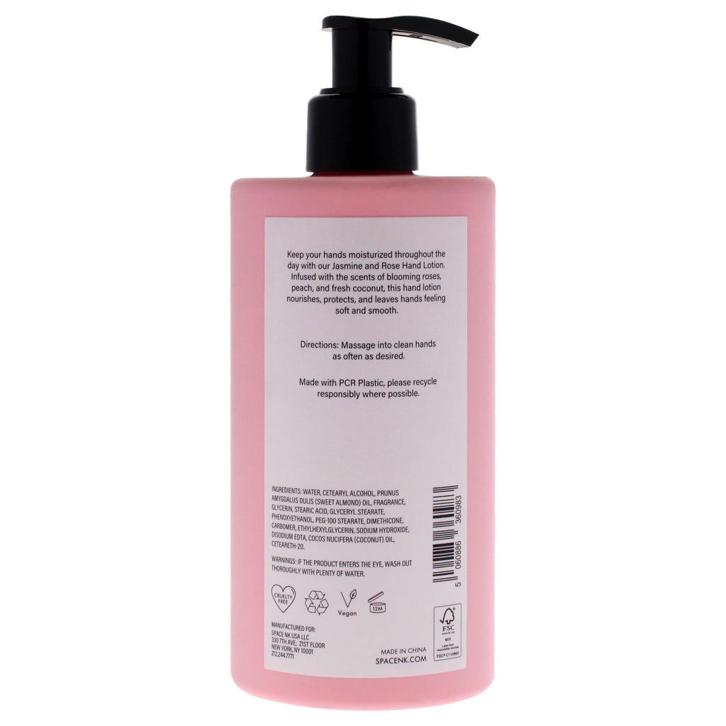 Beauty SpaceNK Jasmine & Rose Hand Lotion – Nourishes & Protects – Softens & Smooths Dry Skin – Fast-Absorbing, Non-Greasy – Vegan & Cruelty-Free – 11.8 oz
