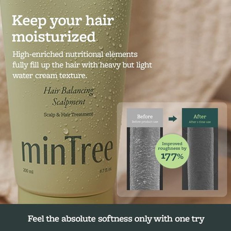 MINTREE Hair & Scalp Treatment 200ml / 6.7 fl oz / Hair Mask / Scalp Soothing / Alleviate Hair Loss / Paraben, Cruelty & Silicone oil free