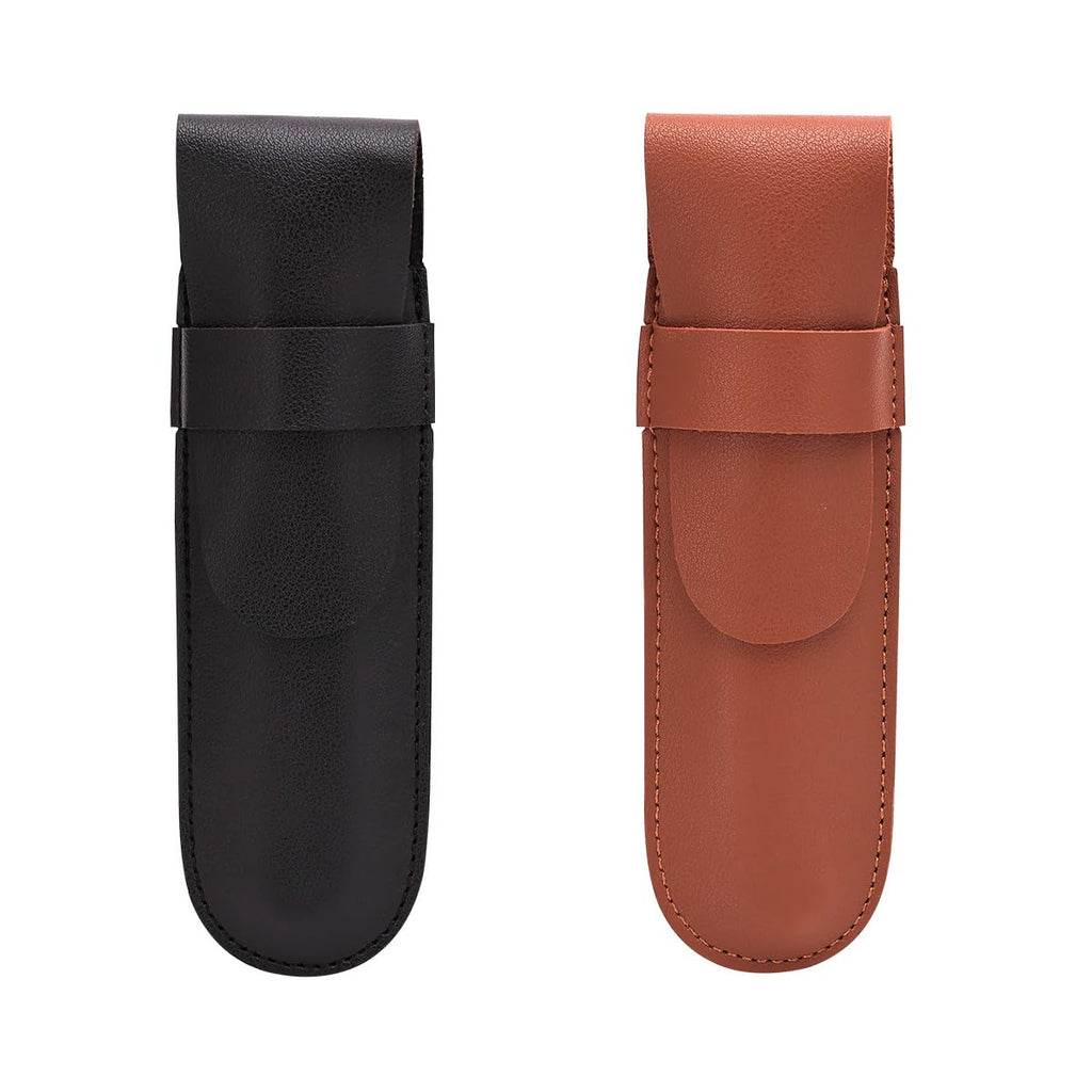 TorSor 2 Pack Straight Razor Case Pouch Sleeve Flap Cover Sheath Protective Holster PU Leather Carrying Holder Protector For Straight Edge Razors Blade Safety Travel Barber Close Shaving Manual Shaver