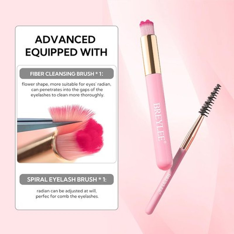 BREYLEE Eyelash Cleanser - Paraben & Sulfate Free Shampoo Foam with Brushes | 60ml (2 fl oz) for Home & Salon Use