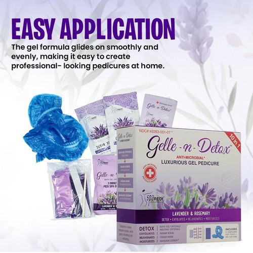 SPA REDI Gelle-n-Detox Lavender and Rosemary Luxurious Jelly Pedicure Kit - Professional Pedicure Foot Care, Cooling and Refreshing, Complete Foot Care - ICY Mint - 10 in 1 Bundle