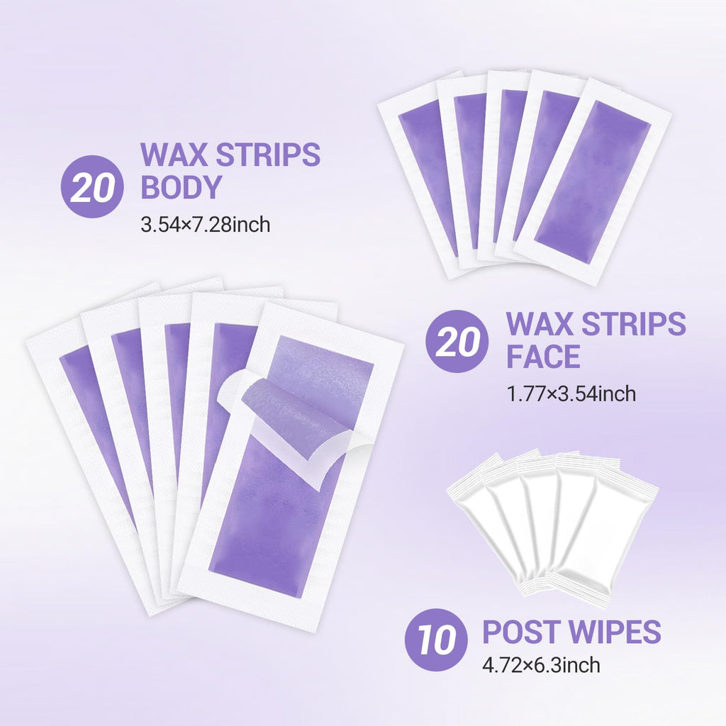 Nest Timber Wax Strips for Hair Removal – 50Count with Soothing Wipes – No Heat Waxing Kit for Women & Men, Face & Body, Bikini, Legs, Underarms – Travel-Friendly & Gentle on Skin