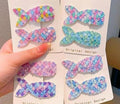 Lemeilleur 16 PCs Cute Mermaid Hair Clips for Girls, Glitter Mermaid No-clip Snap Hair Clips Barrettes Sequins Fish Tail Hairpin Multicolor Hair Accessories